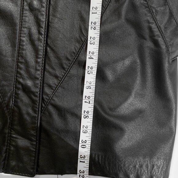 VINTAGE The LEATHER Ranch Black Luxury Designer Retro Leather Coat Women's Large - Picture 4 of 6